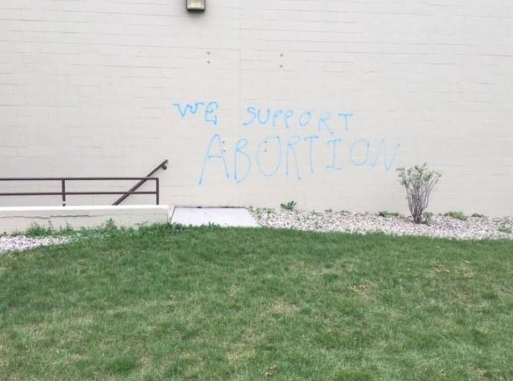 Abundant Life Christian School wall damage, police photo